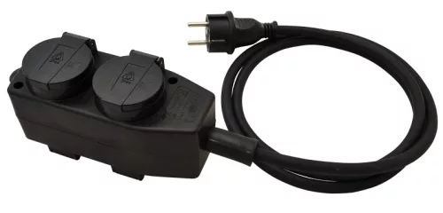 Tracon KE4-5M, Kültéri eloszósáv, fekete 16A/250VAC, IP44, H07RN-F, 3G1.5, 5m, 4×SCHUKO