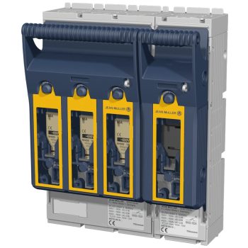   Tracon KETO-3-4/F, Szakaszolókapcsoló-biztosító, szerelőlapra, lapos csatlakozó 690VAC, 440VDC, 630A, 4P, NH3