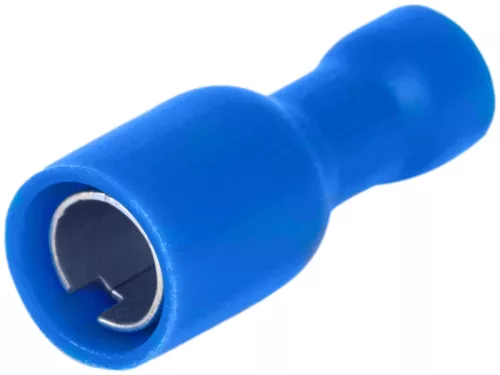 Tracon KHA4, Szigetelt hengeres csatlakozó aljzat, elektrolitréz, kék 2,5mm2, (d1=2,1mm, d2=5mm), PVC