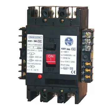   Tracon KM5-350/1C, Kompakt megszakító, 220V DC munkaáramú kioldóval 3×230/400V, 50Hz, 350A, 50kA, 2×CO