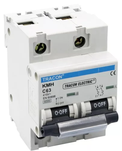 Tracon KMH-2125, Kismegszakító, nagyáramú, 2 pólus, C karakterisztika 125A, 6kA