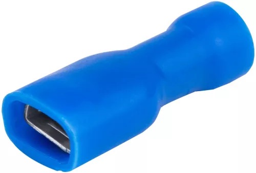 Tracon KTCSH3 teljes szigetelésű rátolható csatlakozó hüvely sárgaréz kék 2,8×0,5 mm