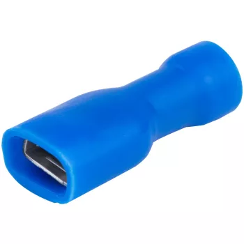   Tracon KTCSH5, Teljes szigetelésű rátolható csatl. hüvely, sárgaréz, kék 2,5mm2, 4,8×0,8 mm