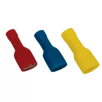 Tracon KTCSH6-HF teljes szigetelésű rátolható csatlakozó hüvely sárgaréz kék 6,3×0,8 mm