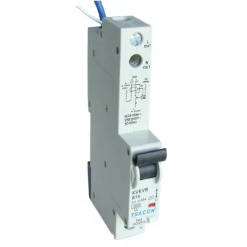   Tracon KVKV-32/10, Kombinált védőkapcsoló, 2P, 1 modul, C karakterisztika 32A, 100mA, 10kA, AC, E3