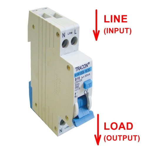 Tracon KVKVEB-10/100, Kombinált védőkapcsoló, elektronikus, 2P, 1 modul, B kar. B10, 100mA, 6kA, AC, E3