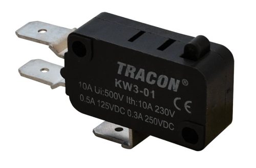 Tracon KW3-01 Helyzetkapcsoló, mikro, ütközős 1×CO 10(3)A/230V AC, 6,3x0,8 mm, IP00
