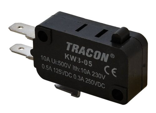 Tracon KW3-05 Helyzetkapcsoló, mikro, ütközős 1×CO 10(3)A/230V AC, 4,8x0,8 mm, IP00
