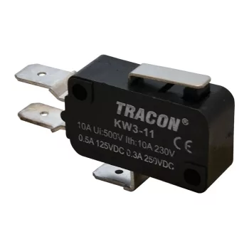   Tracon KW3-11 Helyzetkapcsoló, mikro, rugószáras 1×CO 10(3)A/230V, 15mm, 6,3x0,8 mm, IP00