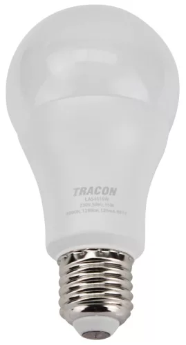 Tracon LAC6015W Gömb burájú LED fényforrás CREE chippel, E27, 15W, 3000K meleg fehér, 1490 lm, A60