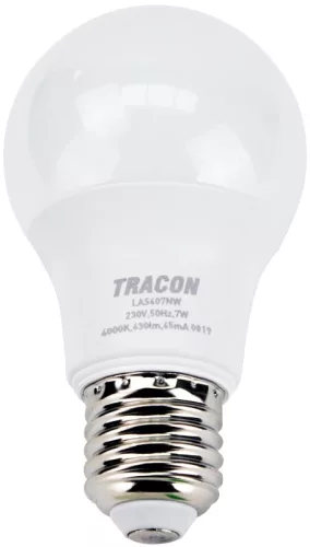 Tracon LAC607NW Gömb burájú LED fényforrás CREE chippel, E27, 7W, 4000K természetes fehér, 630 lm, A60