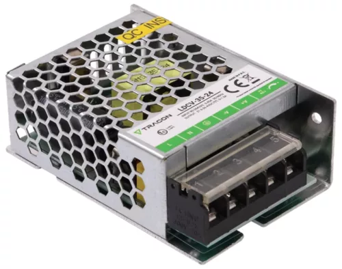 Tracon LDCV-35-24 Fém házas LED meghajtó 90-264VAC/24VDC,35W,0-1,5A, IP20