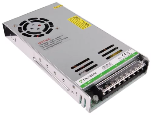 Tracon LDCV-350-24 Fém házas LED meghajtó 90-264VAC/24VDC,350W,0-14,6A, IP20
