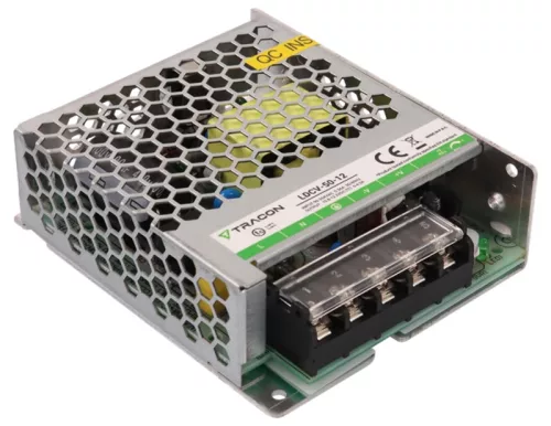 Tracon LDCV-50-12 Fém házas LED meghajtó 90-264VAC/12VDC,50W,0-4,2A, IP20