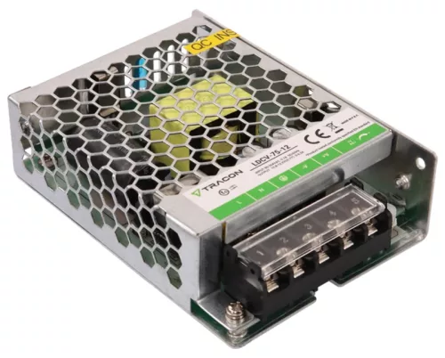 Tracon LDCV-75-12 Fém házas LED meghajtó 90-264VAC/12 VDC,75W,0-6,3A, IP20