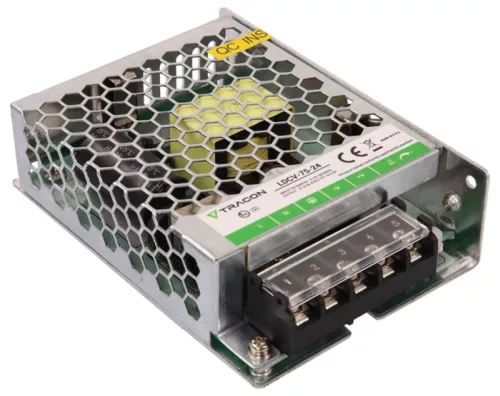 Tracon LDCV-75-24 Fém házas LED meghajtó 90-264VAC/24VDC,75W,0-3,2A, IP20