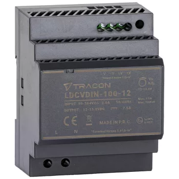   Tracon LDCVDIN-100-12 DIN sínre szerelhető tápegységszabályozható DC kimenettel 100-200VAC,3A/DC12V,7,1A/85,2W