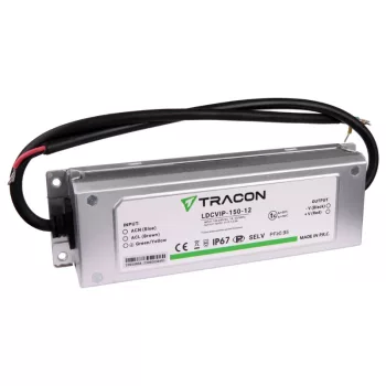   Tracon LDCVIP-150-12 Védett fém házas LED meghajtó 100-240VAC/12VDC,150W,0-12,5A, IP67