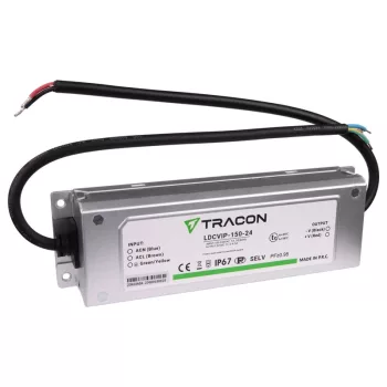   Tracon LDCVIP-150-24 Védett fém házas LED meghajtó 100-240VAC/24VDC,150W,0-6,3A, IP67