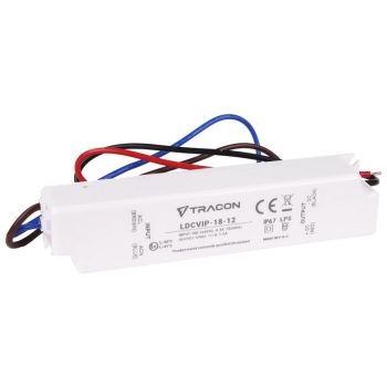   Tracon LDCVIP-18-12 Védett műanyag házas LED meghajtó 180-264VAC/12 VDC,18W,0-1,5A, IP67