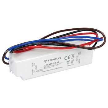   Tracon LDCVIP-20-12 Védett műanyag házas LED meghajtó 90-264VAC/12VDC,20W,0-1,67A, IP67