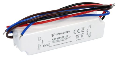 Tracon LDCVIP-20-24 Védett műanyag házas LED meghajtó 90-264VAC/24VDC,20W,0-0,84A, IP67