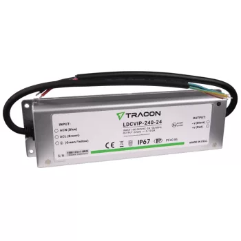   Tracon LDCVIP-240-24 Védett fém házas LED meghajtó 100-240VAC/24VDC,240W,0-10A, IP67