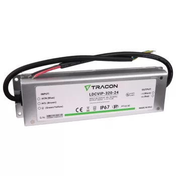   Tracon LDCVIP-320-24 Védett fém házas LED meghajtó 90-264VAC/24VDC,320W,0-13,3A, IP67