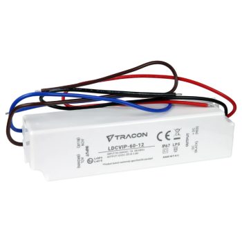   Tracon LDCVIP-60-12 Védett műanyag házas LED meghajtó 90-264VAC/12VDC,60W,0-5A, IP67