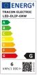 Tracon LED-DLIP-6NW, Védett, beépíthető LED mélysugárzó, kerek 230 VAC, 6 W, 4000 K, 420 lm, IP66,