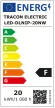 Tracon LED-DLNIP-20NW, Védett, beépíthető LED mélysugárzó, négyzetes 230 VAC, 20 W, 4000 K, 1645 lm, IP66,