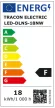 Tracon LED-DLNS-18NW, Kompakt beépíthető LED mélysugárzó SAMSUNG chippel 230 VAC; 18W; 1440lm; D=225×225 mm, 4000 K; IP20,