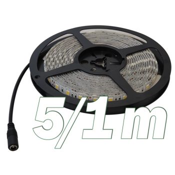   Tracon LED-SZTR-72-WW, LED szalag, beltéri, takarítható, ragasztó nélküli SMD5050; 30 LED/m; 7,2 W/m; 300 lm/m; W=10 mm; 3000 K; IP65