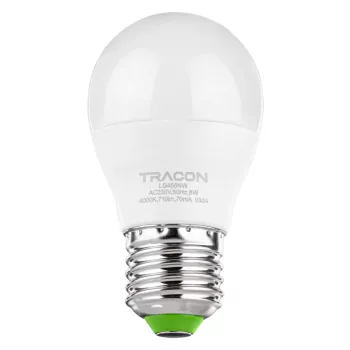   Tracon LG458NW LED fényforrás 230 VAC 50Hz, 8 W, 4000 K, E27, 710 lm, 180°, G45, EEI=F