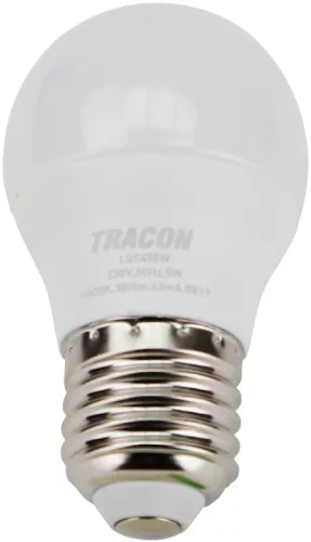 Tracon LGC455W gömb burájú LED fényforrás CREE chippel, E27 foglalat, 5W, 3000K meleg fehér, 430 lm, G45 forma