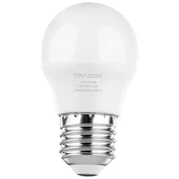   Tracon LGS455NW, Gömb burájú LED fényforrás SAMSUNG chippel 230V,50Hz,5W,4000K,E27,400lm,180°,G45,SAMSUNG chip,