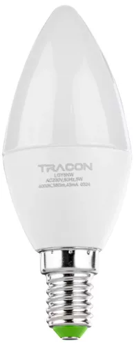 Tracon LGYC5NW Gyertya búrájú LED fényforrás CREE chippel, 5W, 4000K természetes fehér, E14 foglalat, 450lm, C37