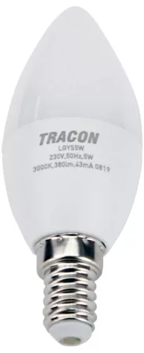 Tracon LGYC7W Gyertya búrájú LED fényforrás CREE chippel, 7W, 3000K meleg fehér, E14 foglalat, 600lm, C37