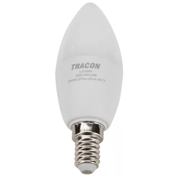 Tracon LGYC8W Gyertya búrájú LED fényforrás CREE chippel, 8W, 3000K meleg fehér, E14 foglalat, 710lm, C37