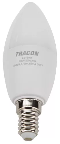 Tracon LGYC8W Gyertya búrájú LED fényforrás CREE chippel, 8W, 3000K meleg fehér, E14 foglalat, 710lm, C37