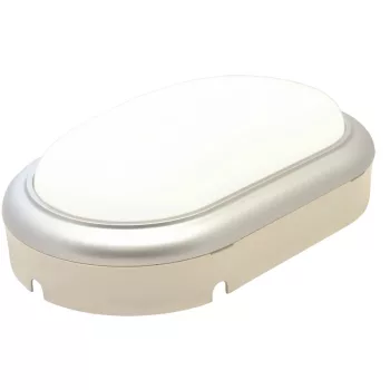   Tracon LHLMOS15NW, Műanyag házas LED hajólámpa ezüst kerettel, ovális 230 V, 50 Hz, 15 W, 4000 K, 1050 lm, IP54, ABS+PC,