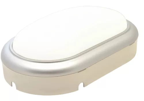Tracon LHLMOS15NW, Műanyag házas LED hajólámpa ezüst kerettel, ovális 230 V, 50 Hz, 15 W, 4000 K, 1050 lm, IP54, ABS+PC,