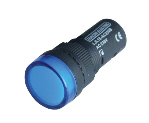 Tracon LJL16-BC LED-es jelzőlámpa, kék 24V AC/DC, d=16mm