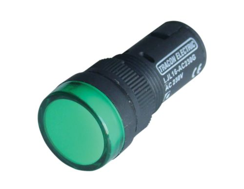 Tracon LJL16-GA LED-es jelzőlámpa, zöld 12V AC/DC, d=16mm