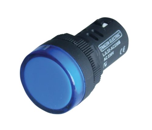 Tracon LJL22-BC LED-es jelzőlámpa, kék 24V AC/DC, d=22mm