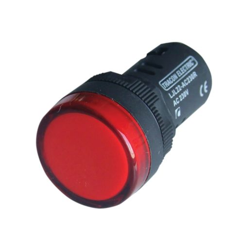 Tracon LJL22-RA LED-es jelzőlámpa, piros 12V AC/DC, d=22mm