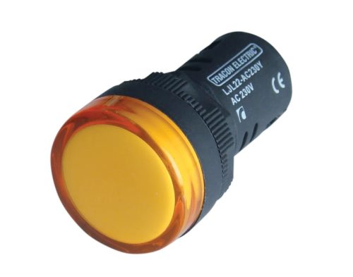 Tracon LJL22-YA LED-es jelzőlámpa, sárga 12V AC/DC, d=22mm