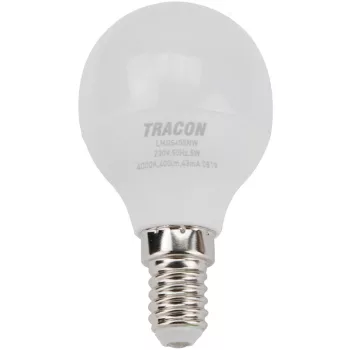 Tracon LMGC455NW gömb burájú G45 LED fényforrás CREE chippel, 5W, 4000K természetes fehér, E14 foglalat, 460 lm, 180°