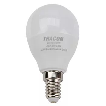 Tracon LMGC458NW gömb burájú G45 LED fényforrás CREE chippel, 8W, 4000K természetes fehér, E14 foglalat, 720 lm, 180°
