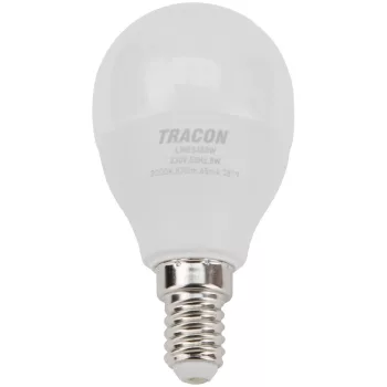 Tracon LMGC458W gömb burájú G45 LED fényforrás CREE chippel, 8W, 3000K meleg fehér, E14 foglalat, 710 lm, 180°